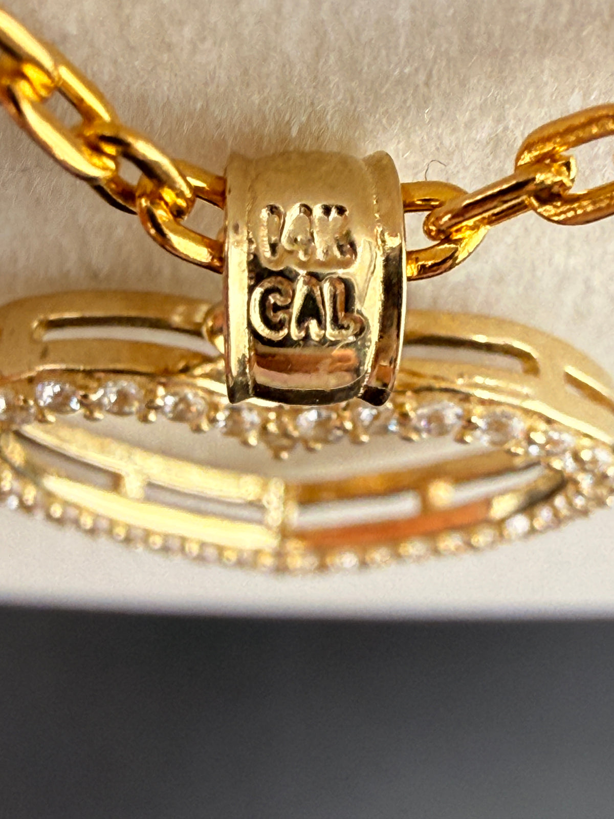 14K Solid Gold CZ Diamond Open Heart Pendant