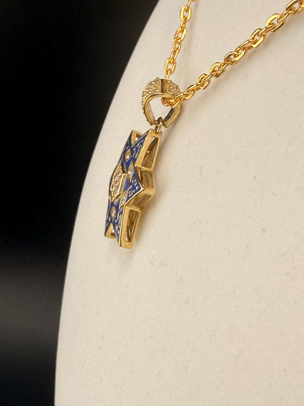 10K Solid Gold Star of David CZ Diamond Pendant