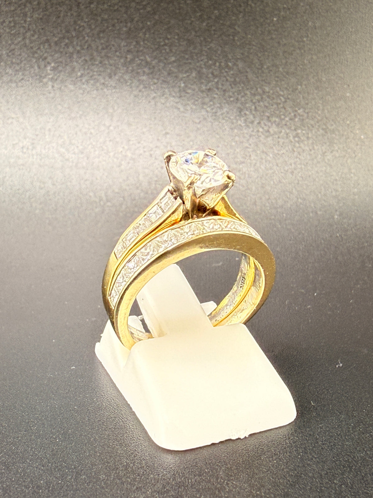 2.2 CT Diamond Engagement Ring Set – 18K Gold Natural Diamond Wedding Set