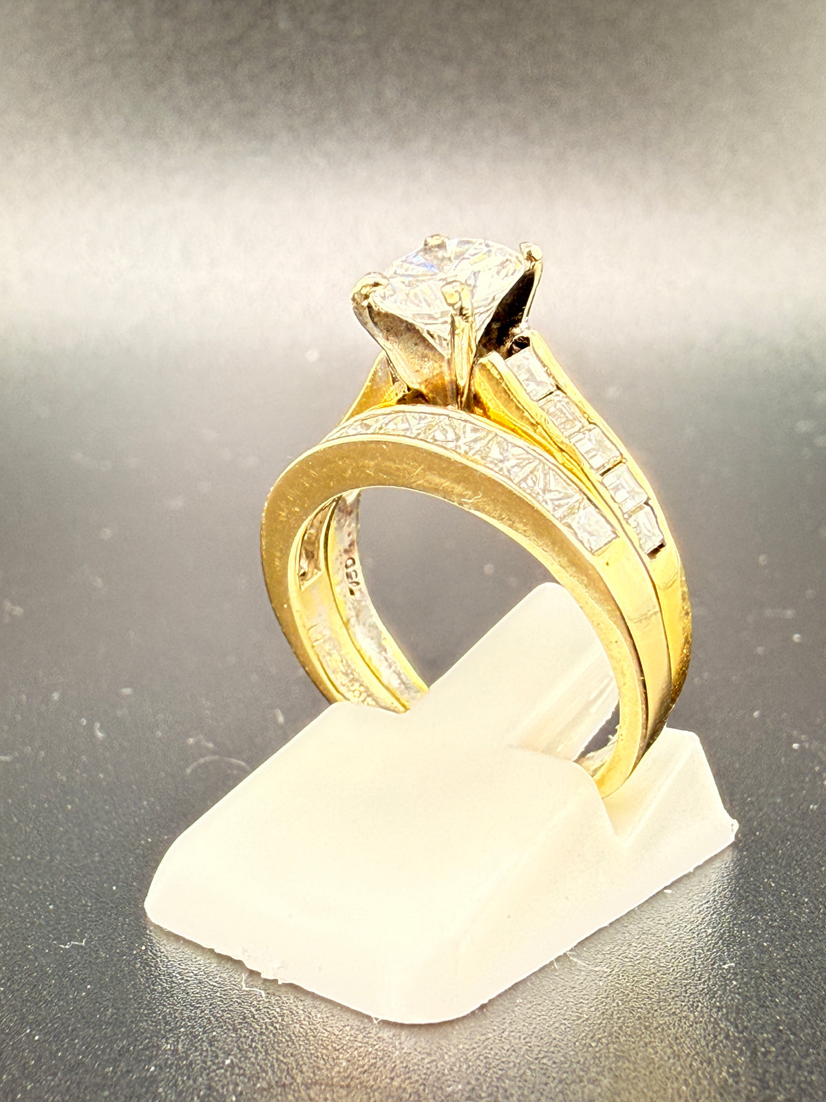 2.2 CT Diamond Engagement Ring Set – 18K Gold Natural Diamond Wedding Set