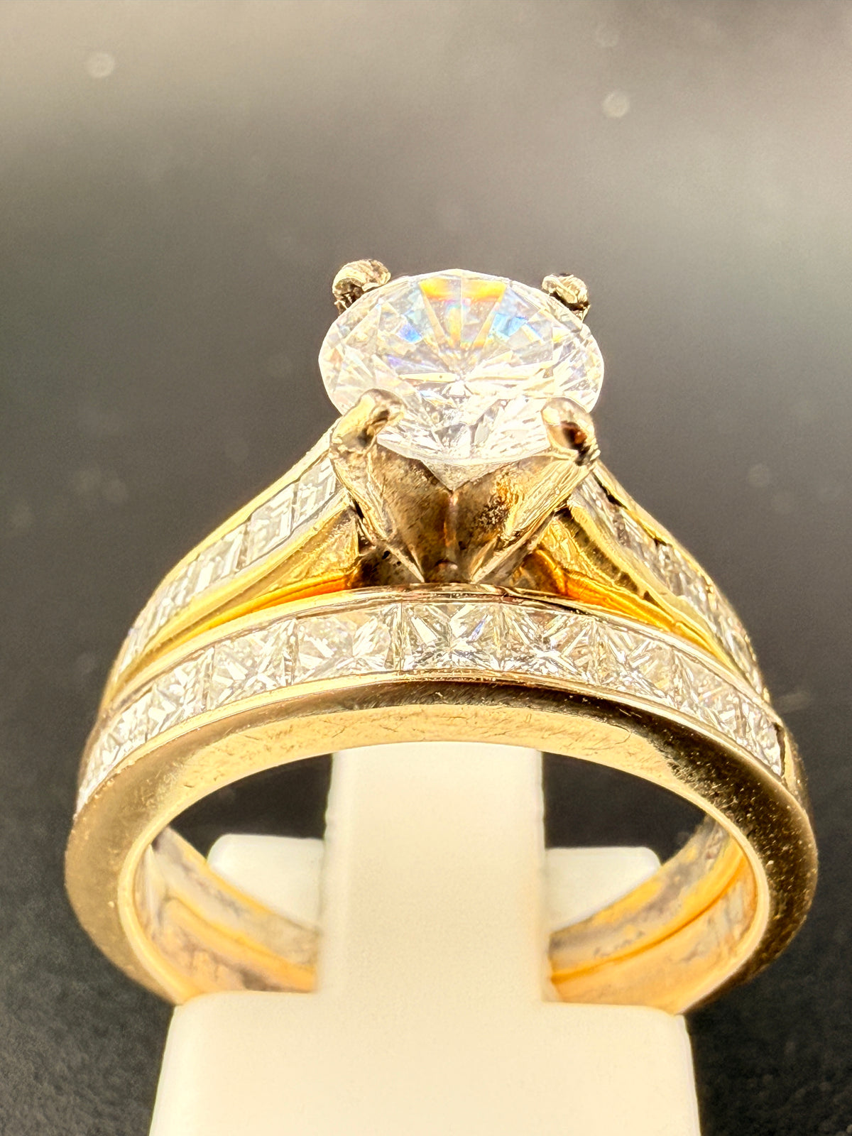 2.2 CT Diamond Engagement Ring Set – 18K Gold Natural Diamond Wedding Set
