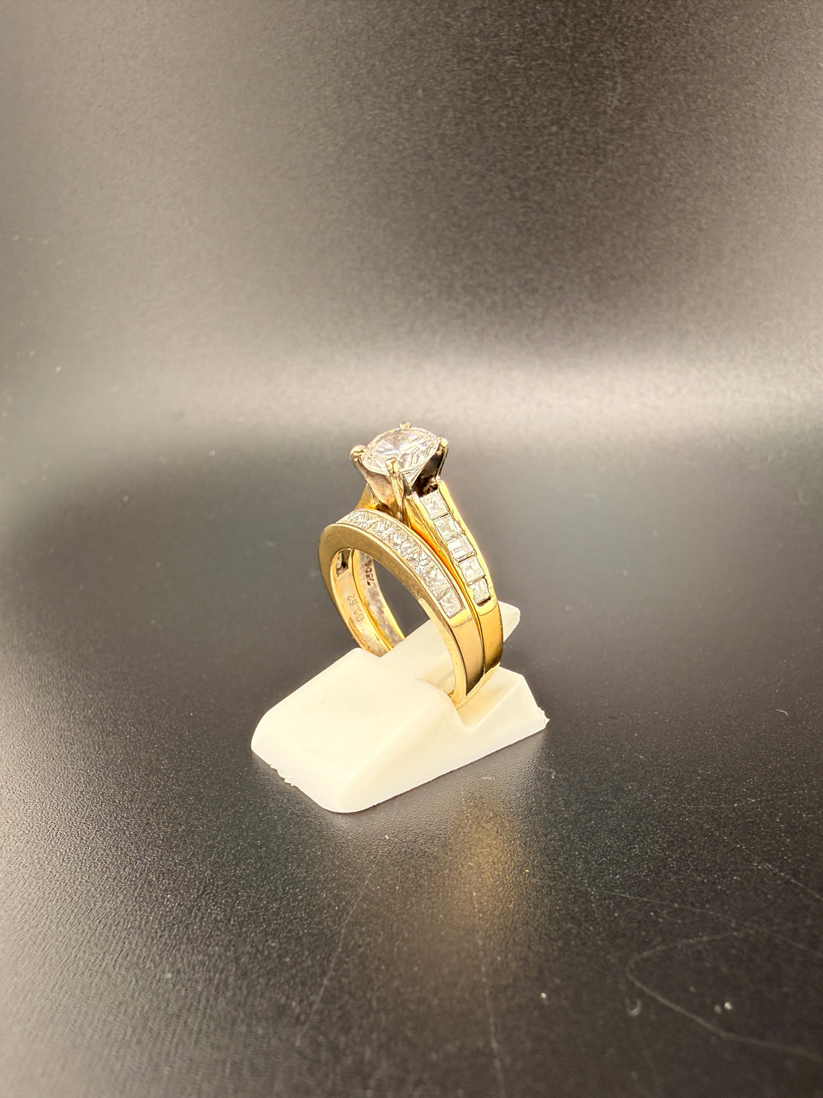 2.2 CT Diamond Engagement Ring Set – 18K Gold Natural Diamond Wedding Set