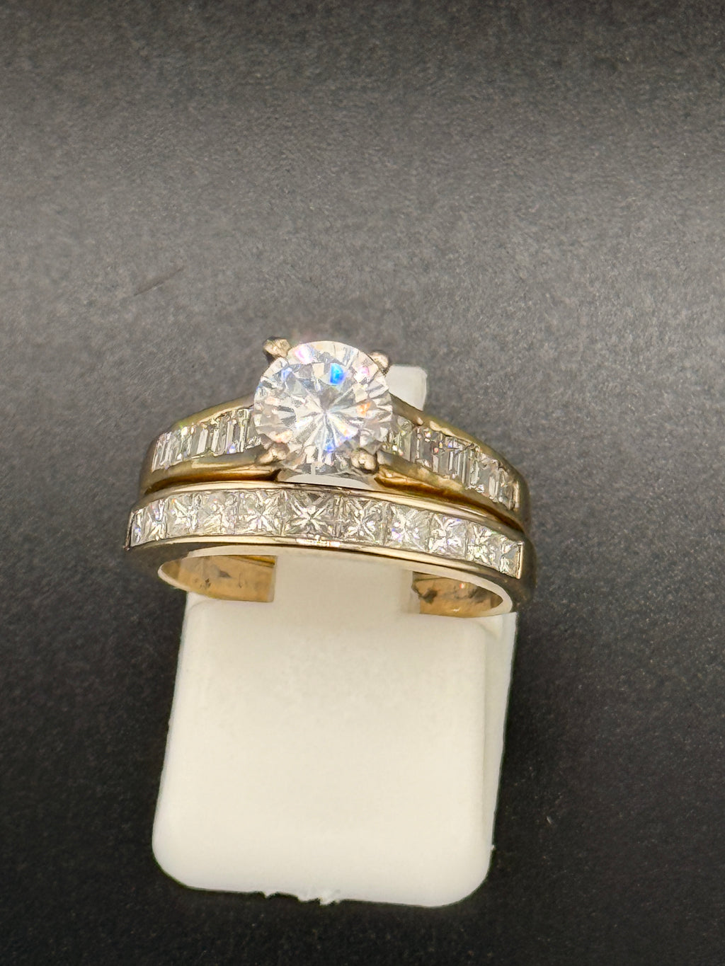 2.2 CT Diamond Engagement Ring Set – 18K Gold Natural Diamond Wedding Set