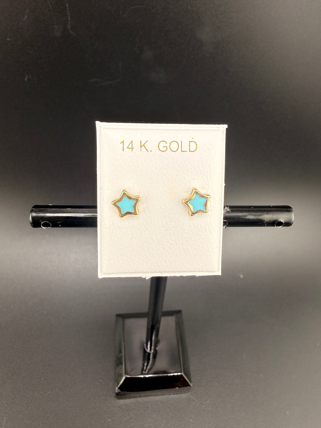 14K Gold Baby Blue Star Earrings – Real Gold Star Stud Earrings | Jewelry Connect