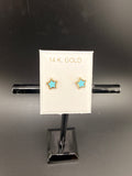 14K Gold Baby Blue Star Earrings – Real Gold Star Stud Earrings | Jewelry Connect