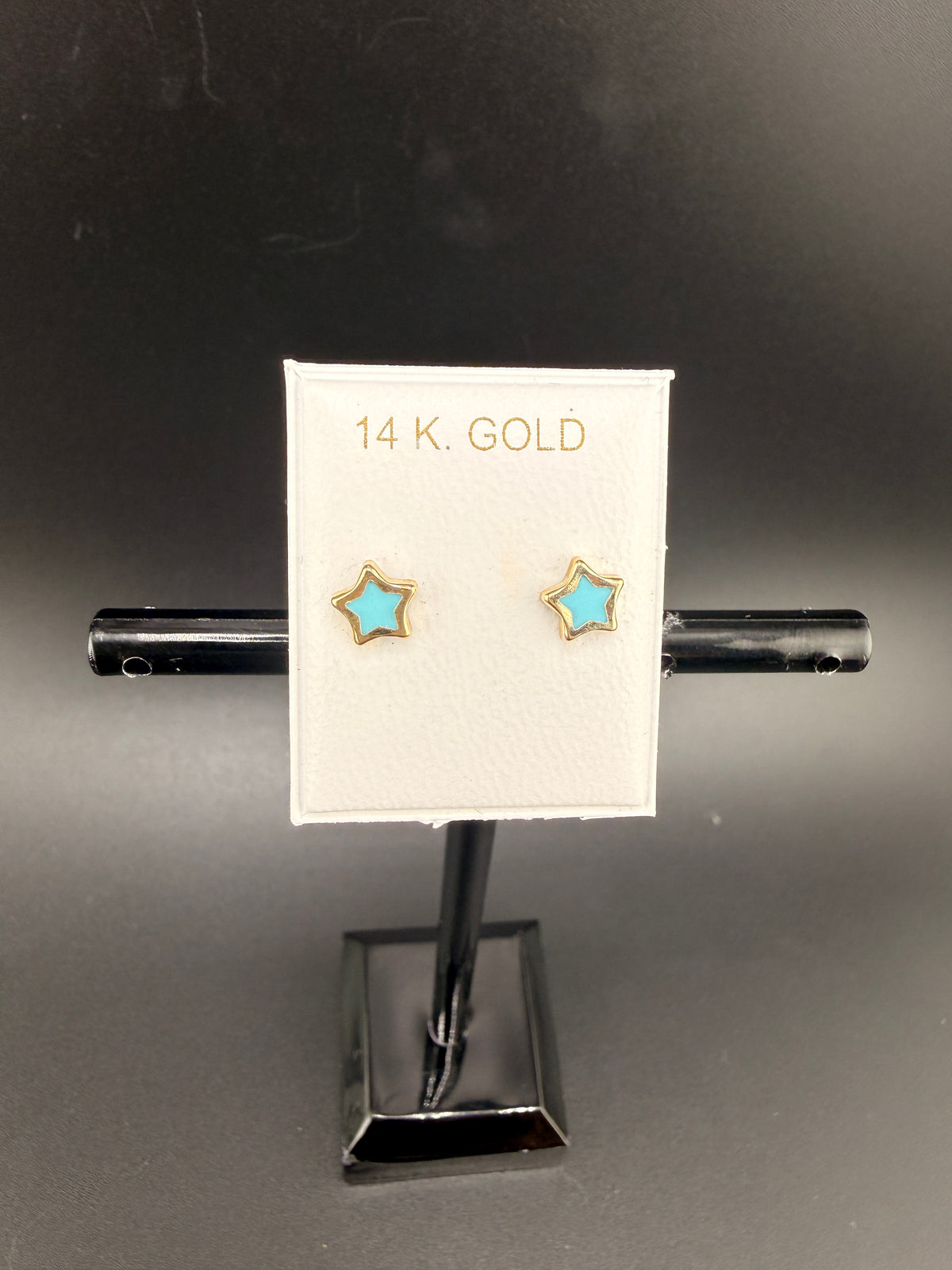 14K Gold Baby Blue Star Earrings – Real Gold Star Stud Earrings | Jewelry Connect