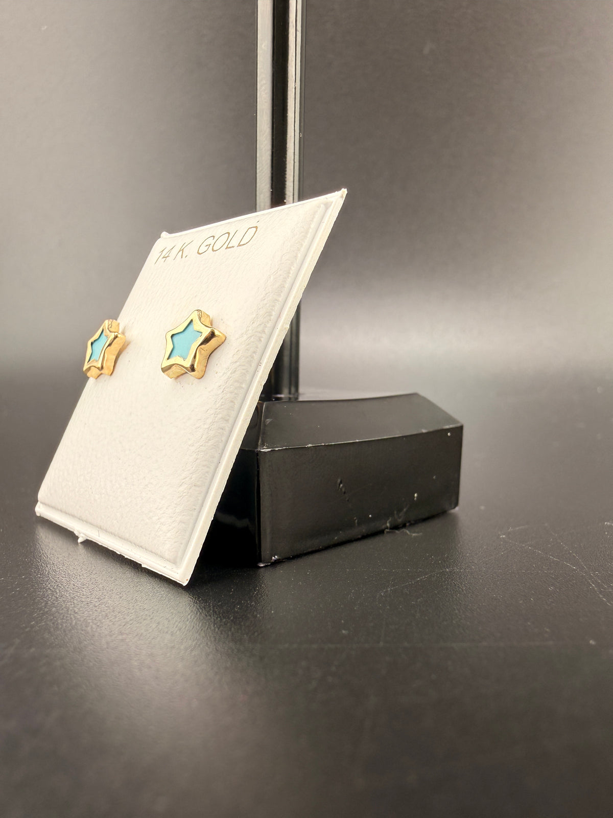 14K Gold Baby Blue Star Earrings – Real Gold Star Stud Earrings | Jewelry Connect