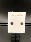 14K Gold Navy Blue Cloverleaf Earrings – Luxury Clover Stud Earrings | Jewelry Connect Wholesale Price