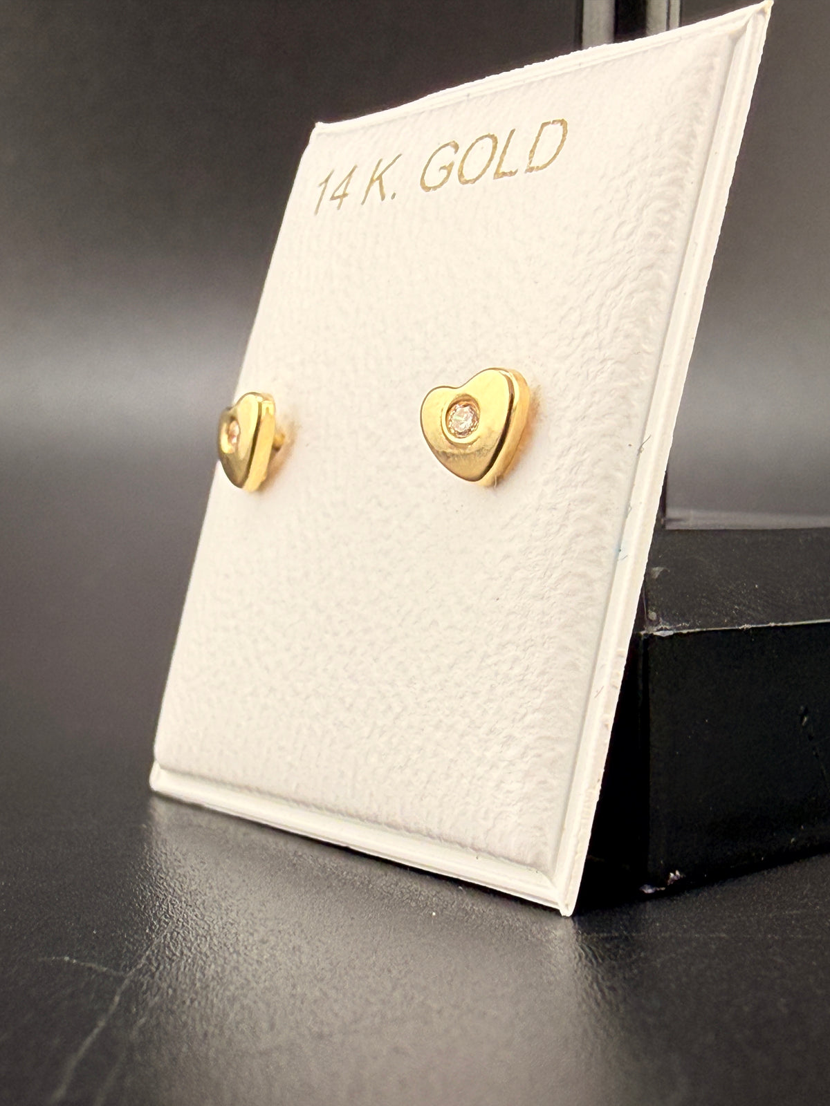 14K Gold Diamond Heart Earrings – Real Gold  Earrings | Wholesale Price Jewelry