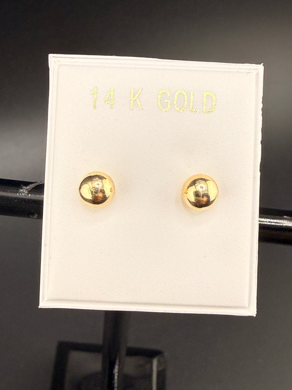 14K Solid Gold 5MM Ball Stud Earrings