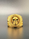 14K Gold Bonded Sterling Silver Skull Ring - 8.25
