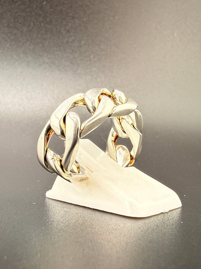 925 Sterling Silver Cuban Link Chain Ring - 7