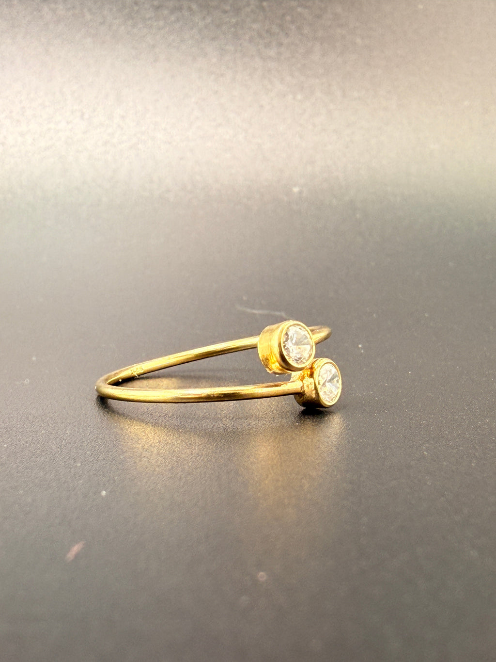 14K Gold Bonded Sterling Silver Double CZ Diamond Ring - 7