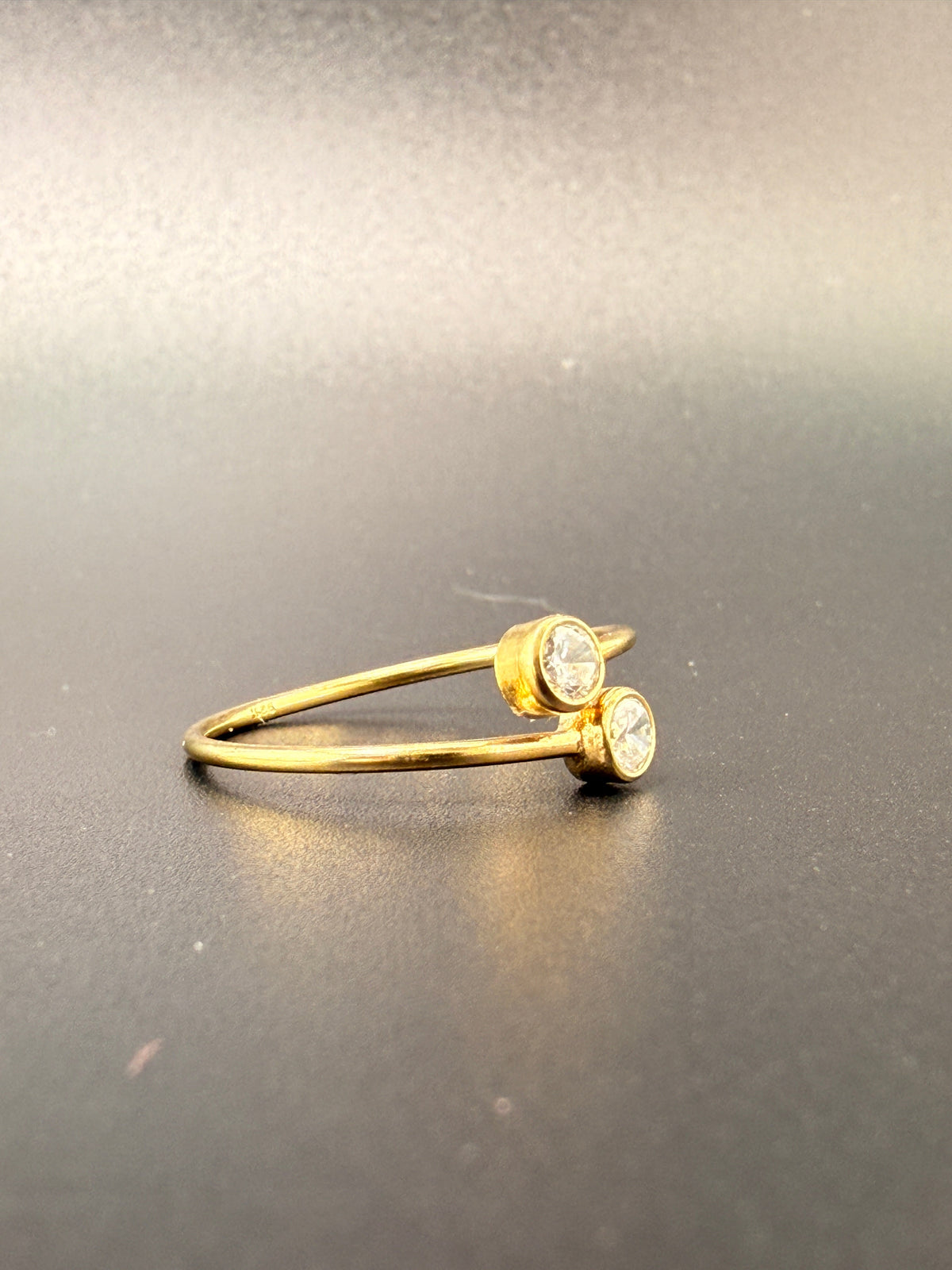 14K Gold Bonded Sterling Silver Double CZ Diamond Ring - 7