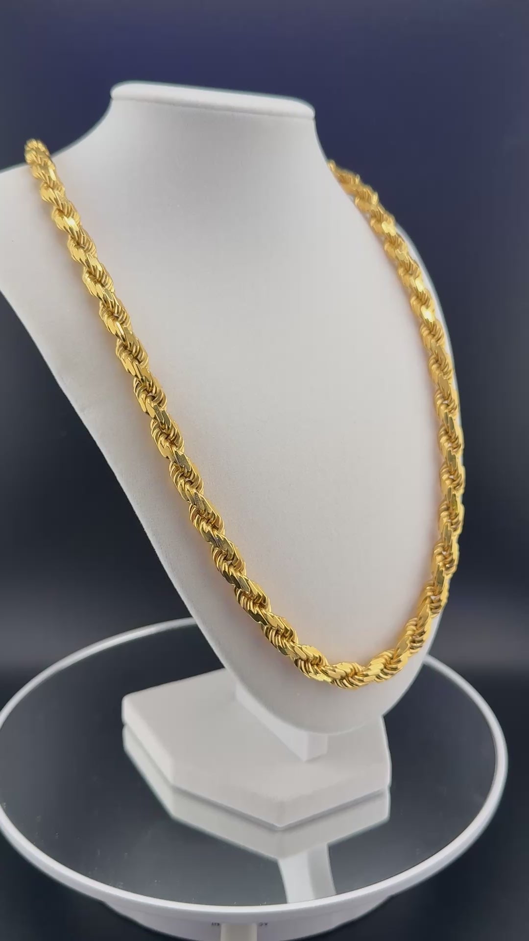 8mm Italian Rope Chain – 14K Gold Bonded over Solid 925 Sterling Silver – 24” Heavy 126g Rope Necklace | Made in Italy