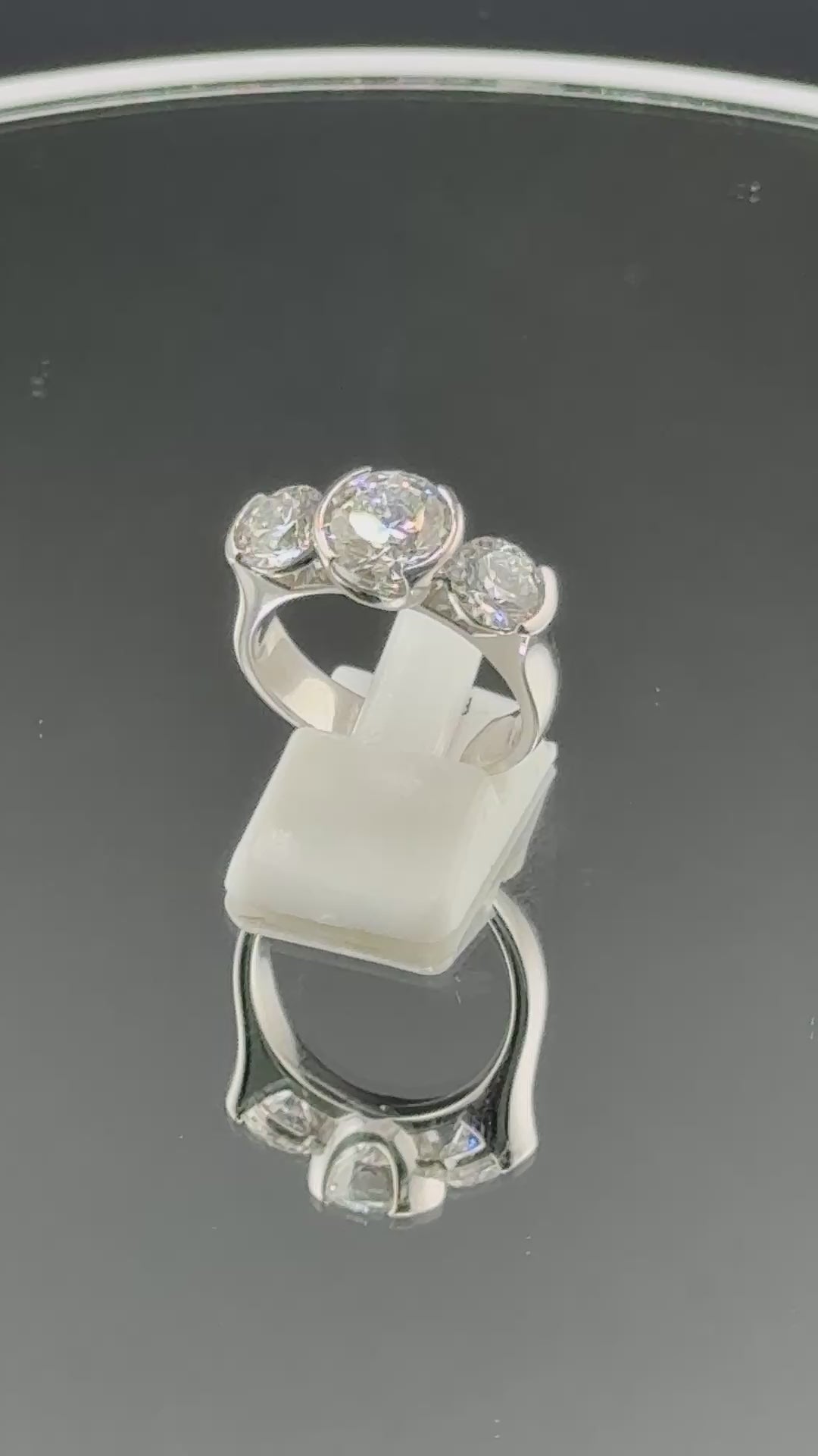 4.75 CTW IGI Certified Lab Grown Diamond Three-Stone Ring – 14K White Gold – 2.54 CT Center – Women’s Diamond Ring Size 9
