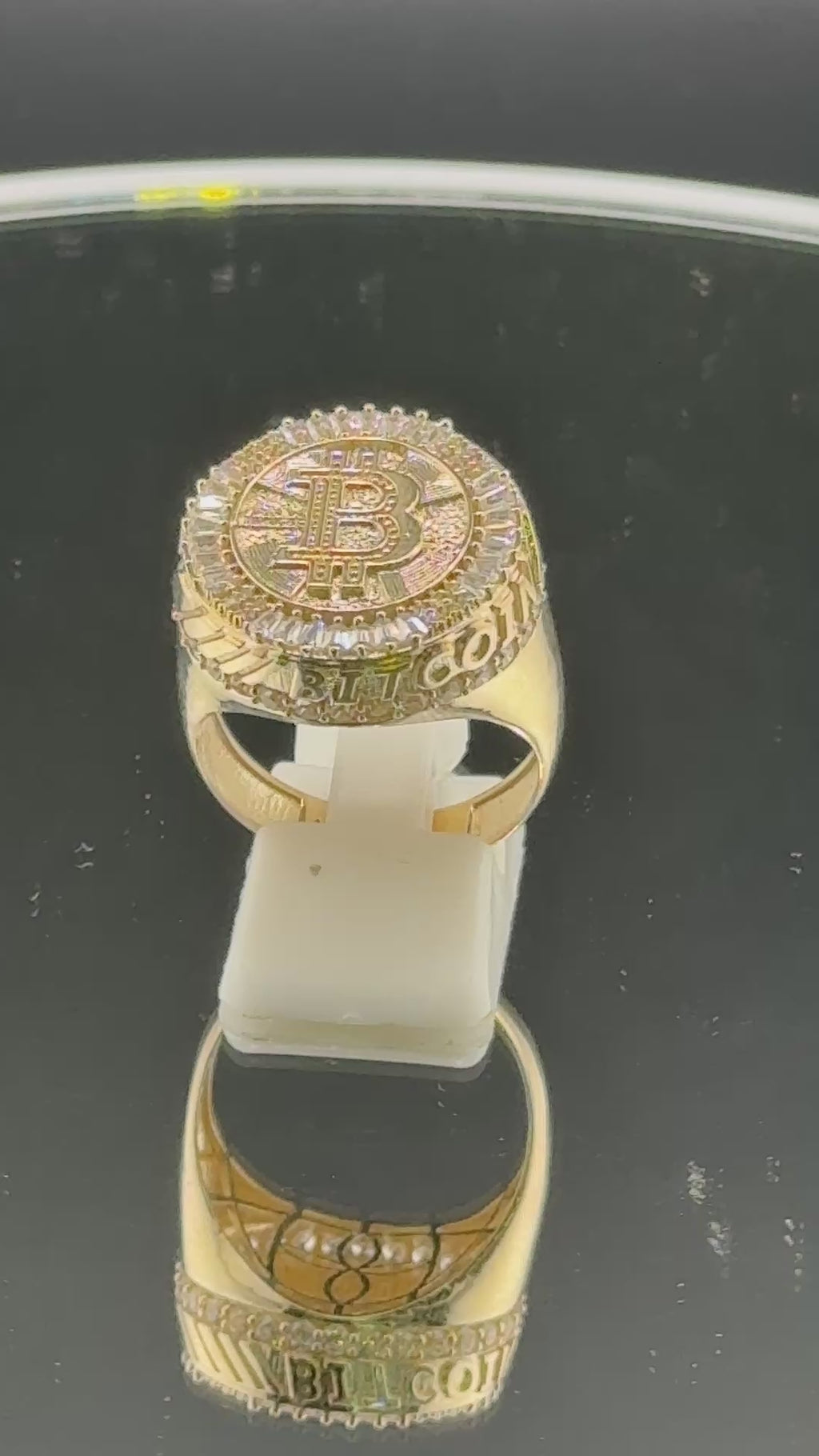 10K Gold Bitcoin Men's Ring with CZ Diamonds – 5.7g Luxury Crypto Ring Size 11